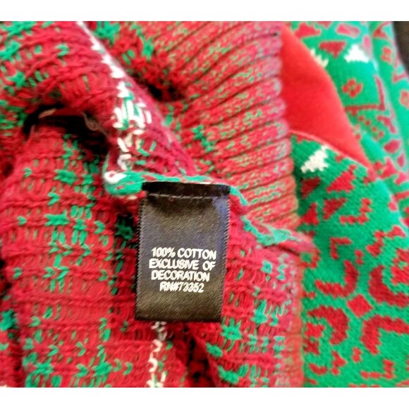 SEXY Santa Christmas Sweater Red & Green Applique Size XL Long Sleeve CUTE - Picture 5 of 5